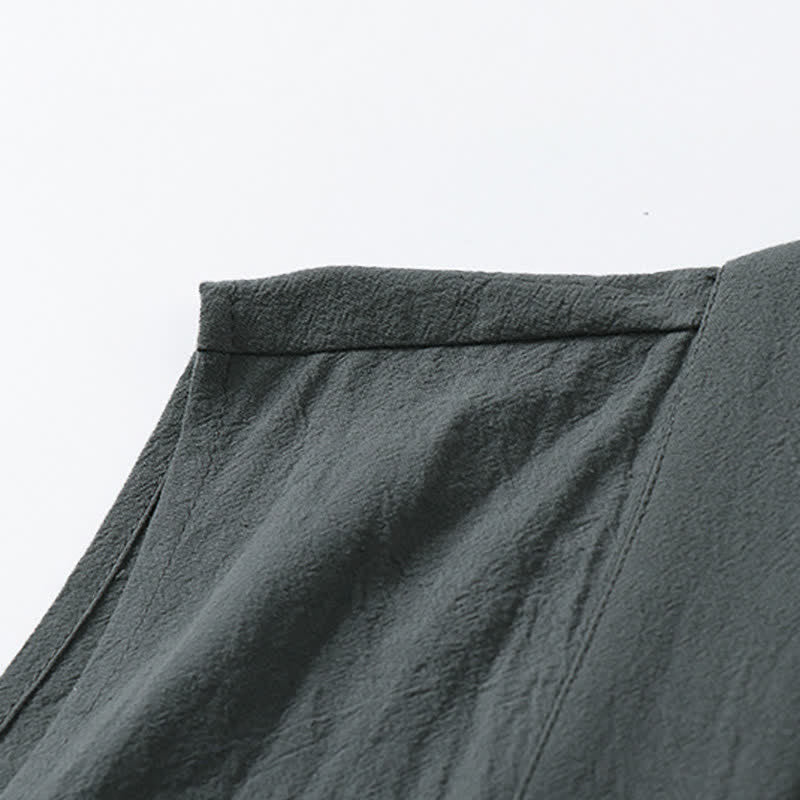Buddha Stones Kimono sans manches pour homme, en coton et lin, coloris uni, coupe ouverte sur le devant, idéal pour le printemps - image 6