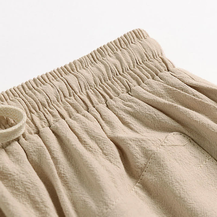 Buddha Stones Pantalon harem homme en coton et lin, coupe simple, entrejambe basse, longueur 7-8 - image 3