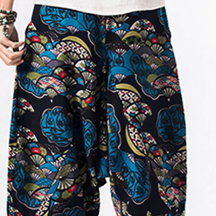 Buddha Stones Pantalon harem homme longueur 7-8 avec poches, imprimé ethnique floral et géométrique - image 6