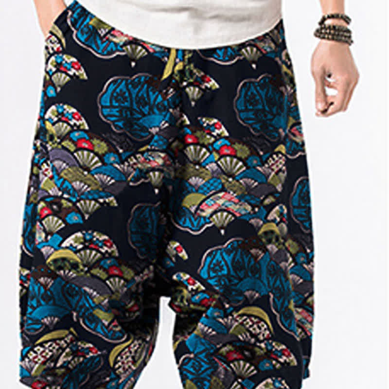 Buddha Stones Pantalon harem homme longueur 7-8 avec poches, imprimé ethnique floral et géométrique - image 5
