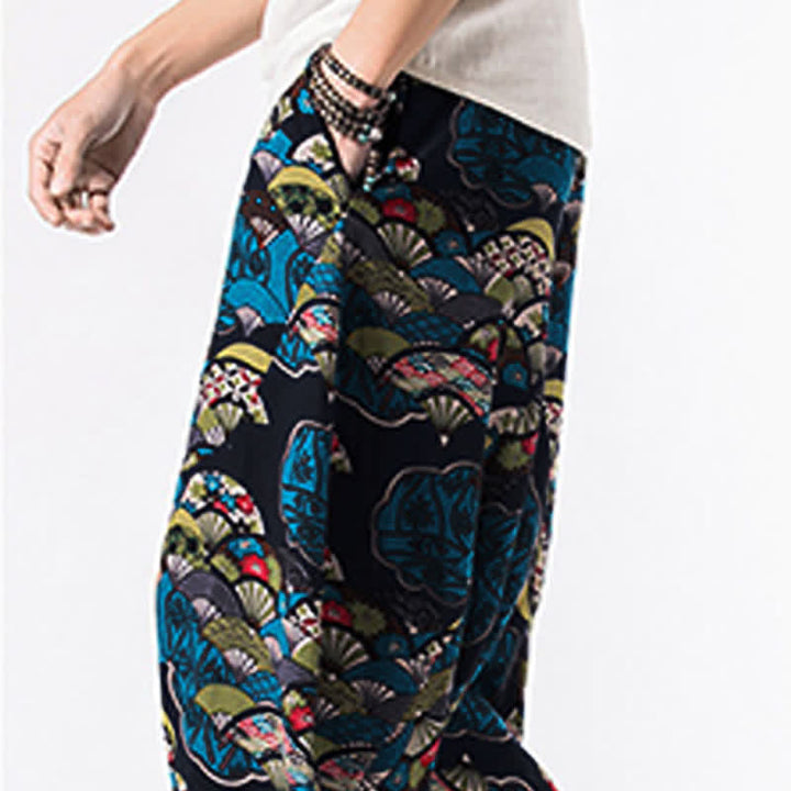 Buddha Stones Pantalon harem homme longueur 7-8 avec poches, imprimé ethnique floral et géométrique - image 7