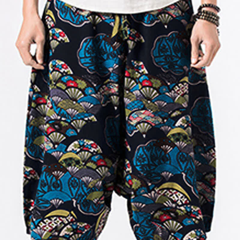 Buddha Stones Pantalon harem homme longueur 7-8 avec poches, imprimé ethnique floral et géométrique - image 4