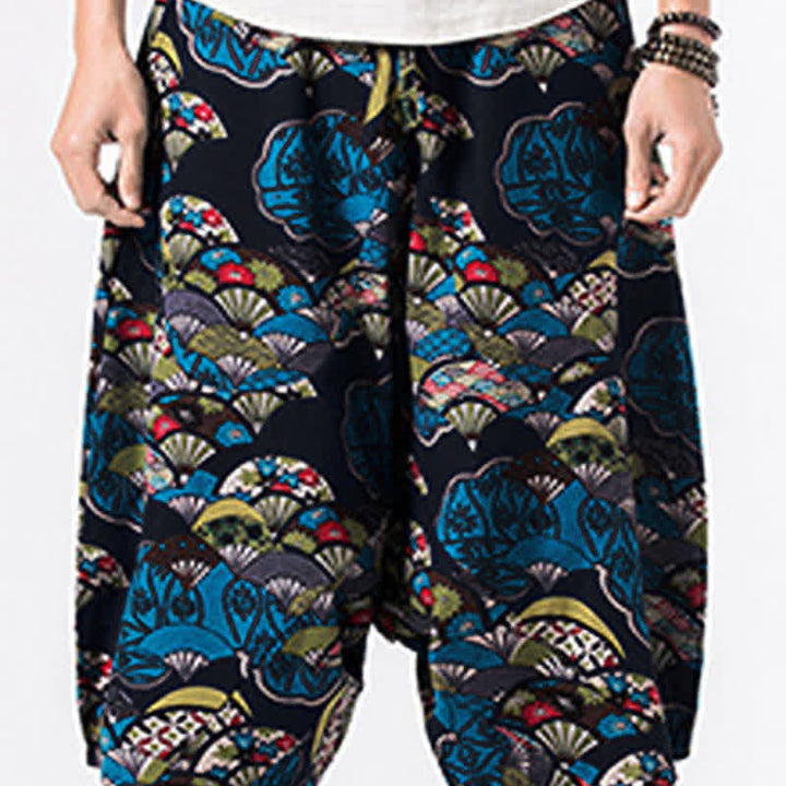 Buddha Stones Pantalon harem homme longueur 7-8 avec poches, imprimé ethnique floral et géométrique - image 4