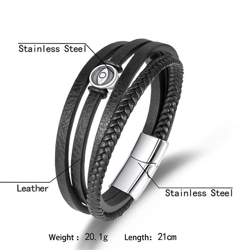 Buddha Stones Bracelet d'équilibre en cuir tressé multicouche avec œil maléfique - image 2
