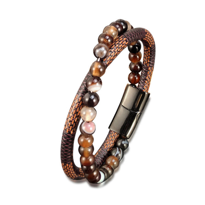 Buddha Stones Bracelet de succès en cuir tressé double tour Sardonyx - image 4