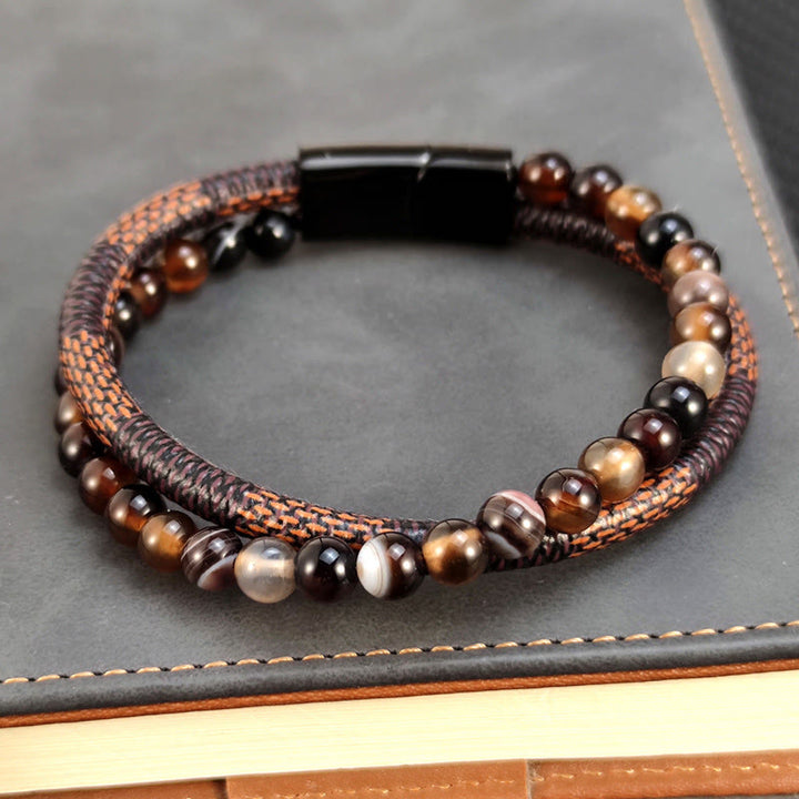 Buddha Stones Bracelet de succès en cuir tressé double tour Sardonyx - image 2