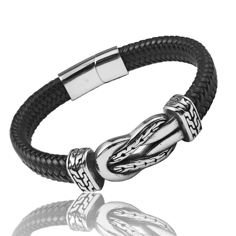Buddha Stones Bracelet d'équilibre en cuir tressé avec motif de nœud - image 4