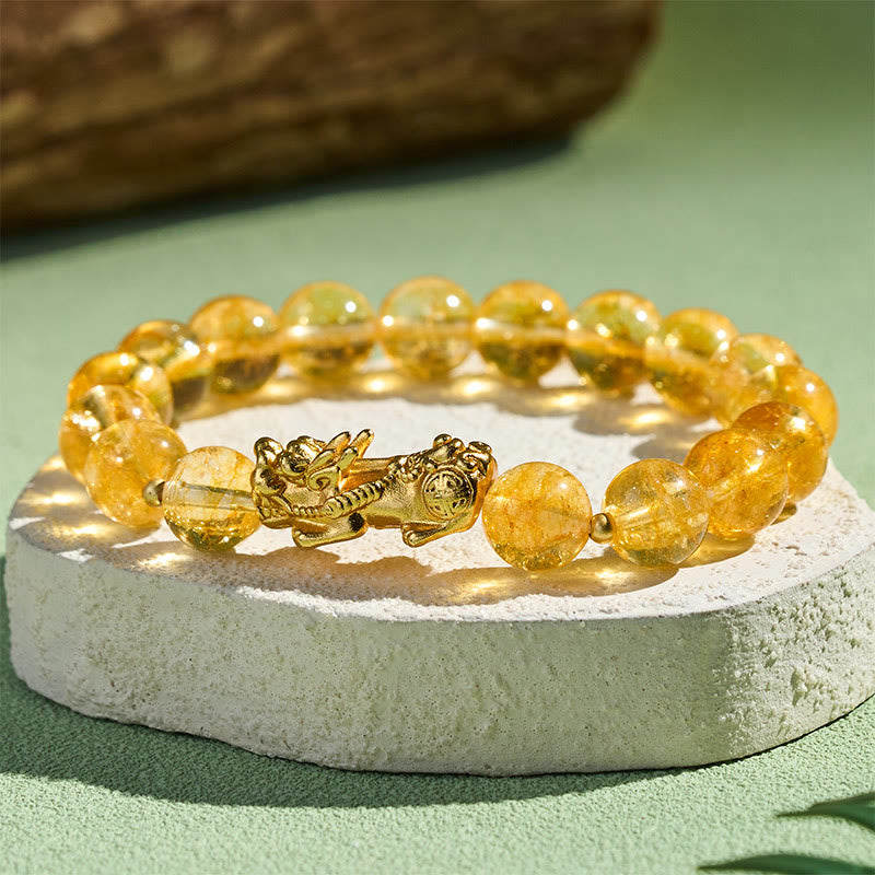Buddha Stones Bracelet de protection et de prospérité PiXiu en citrine naturelle - image 3