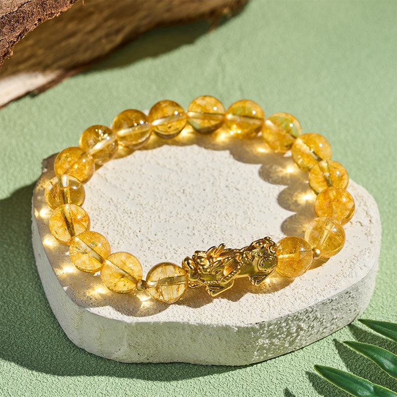 Buddha Stones Bracelet de protection et de prospérité PiXiu en citrine naturelle - image 2