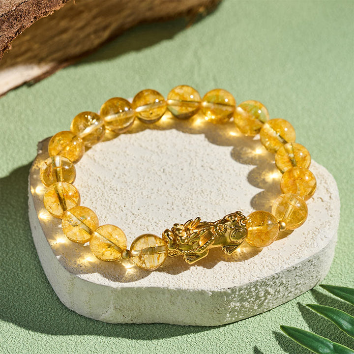 Buddha Stones Bracelet de protection et de prospérité PiXiu en citrine naturelle - image 2