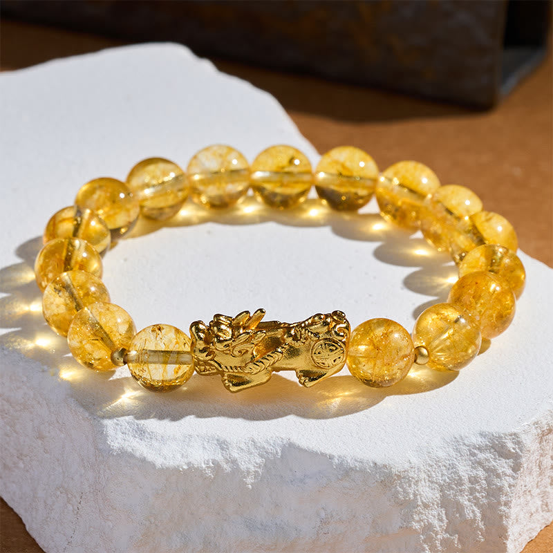 Buddha Stones Bracelet de protection et de prospérité PiXiu en citrine naturelle - image 1