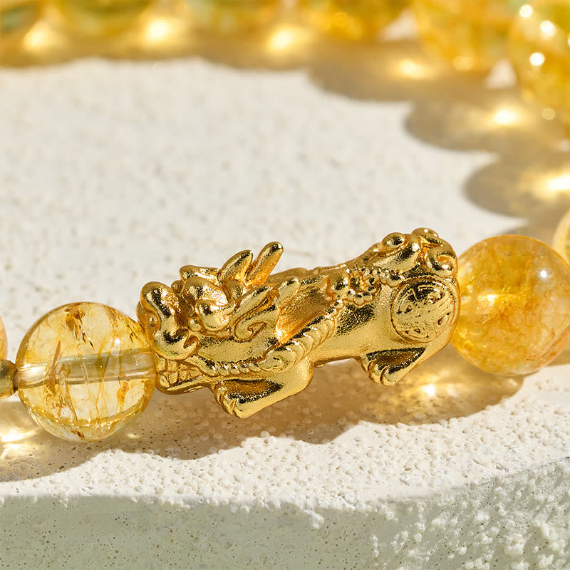 Buddha Stones Bracelet de protection et de prospérité PiXiu en citrine naturelle - image 5