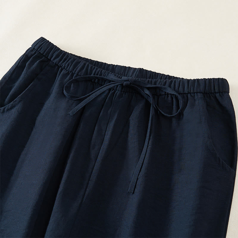 Buddha Stones Pantalon large pour femme avec cordon de serrage et poches, coupe simple - image 2