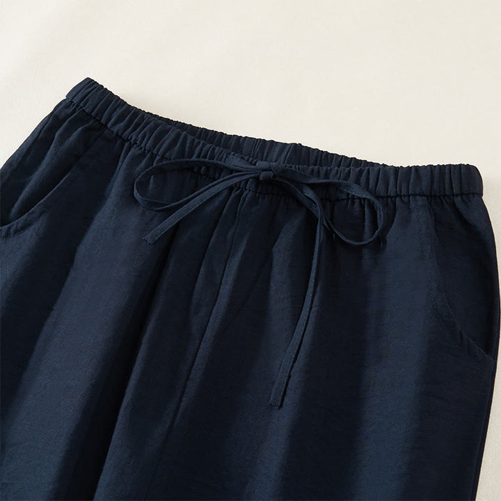Buddha Stones Pantalon large pour femme avec cordon de serrage et poches, coupe simple - image 2