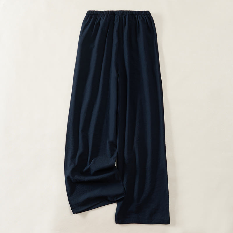 Buddha Stones Pantalon large pour femme avec cordon de serrage et poches, coupe simple - image 1