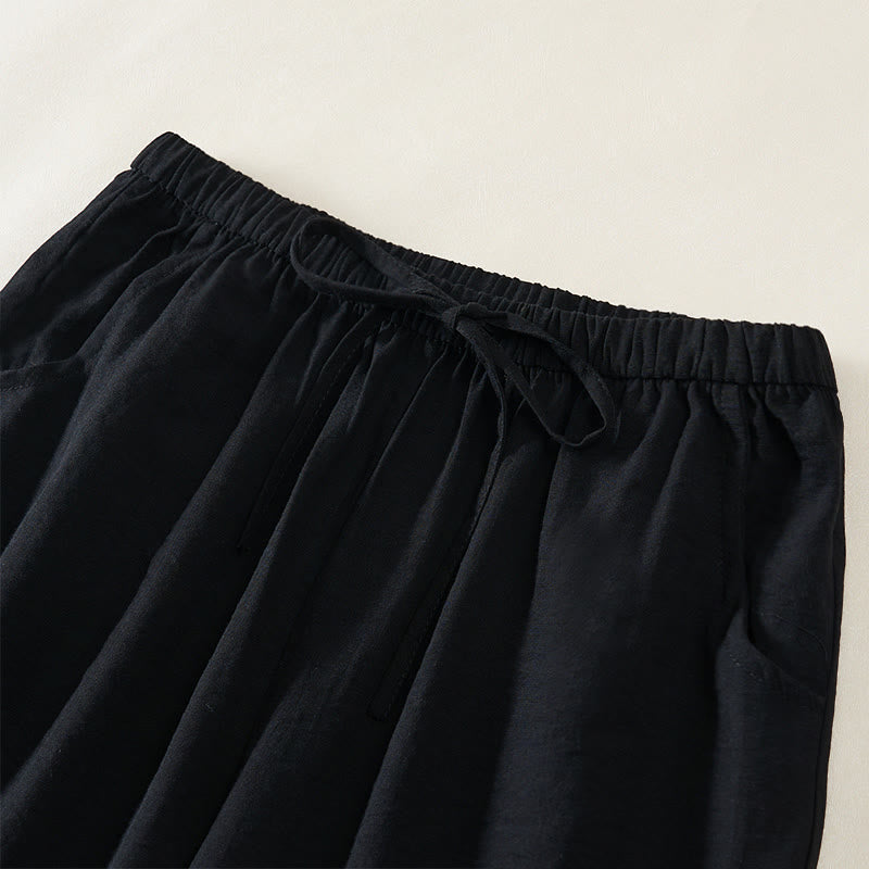 Buddha Stones Pantalon large pour femme avec cordon de serrage et poches, coupe simple - image 8