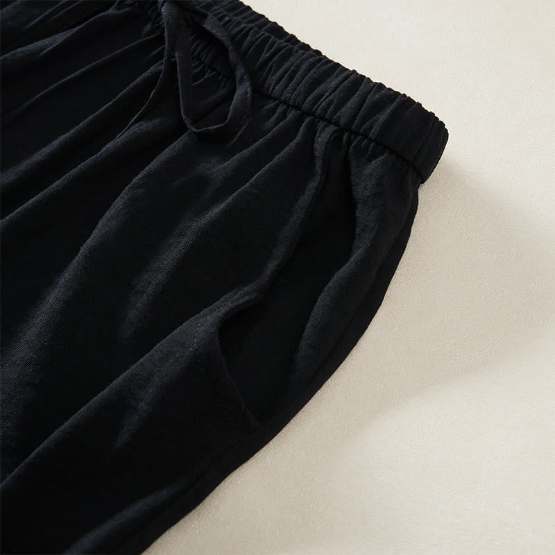 Buddha Stones Pantalon large pour femme avec cordon de serrage et poches, coupe simple - image 10