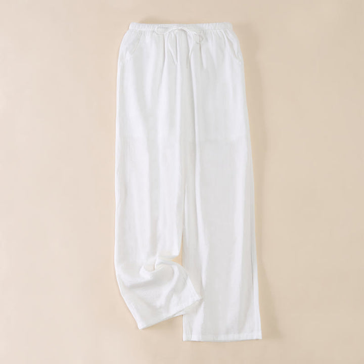 Buddha Stones Pantalon large pour femme avec cordon de serrage et poches, coupe simple - Blanc - US6，UK/AU10，EU38 (XL) - image 18