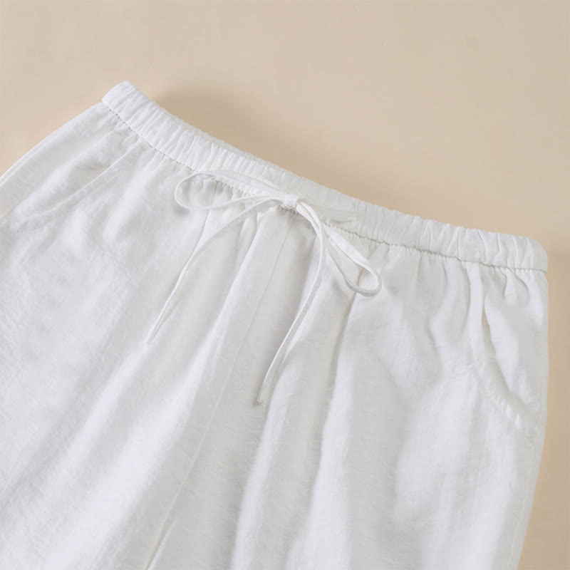 Buddha Stones Pantalon large pour femme avec cordon de serrage et poches, coupe simple - image 20