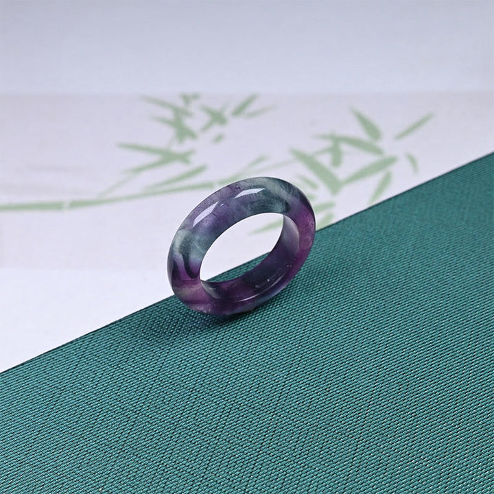 Bague de protection en fluorite naturelle Buddha Stones - Fluorine - 20 mm - image 1