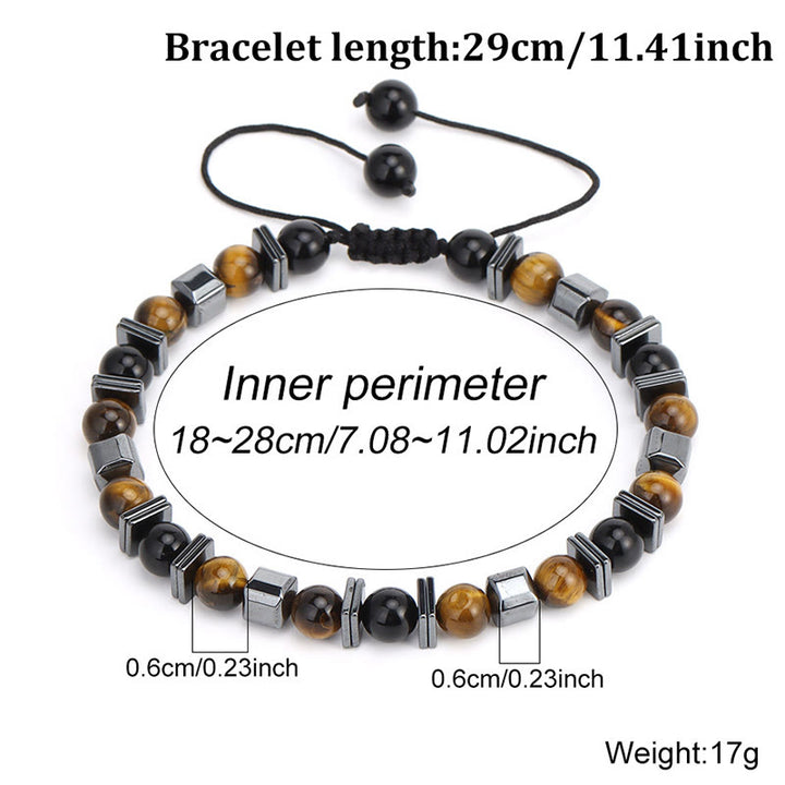 Buddha Stones Bracelet de soutien en œil de tigre naturel, obsidienne noire et hématite - image 9