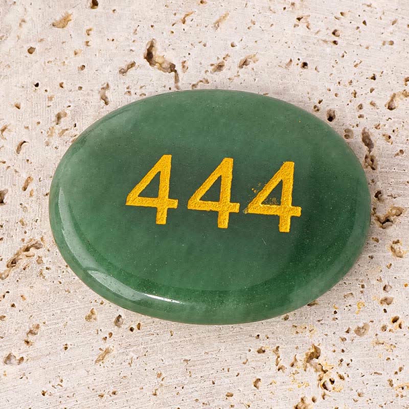 Buddha Stones Pierre de méditation en cristal blanc, jaspe rouge, cristal rose, aventurine verte, chiffres angéliques - 444 Numéro des Anges et Aventurine Verte 4,5*3,5*0,7 cm - image 14