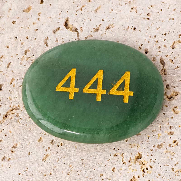 Buddha Stones Pierre de méditation en cristal blanc, jaspe rouge, cristal rose, aventurine verte, chiffres angéliques - 444 Numéro des Anges et Aventurine Verte 4,5*3,5*0,7 cm - image 14