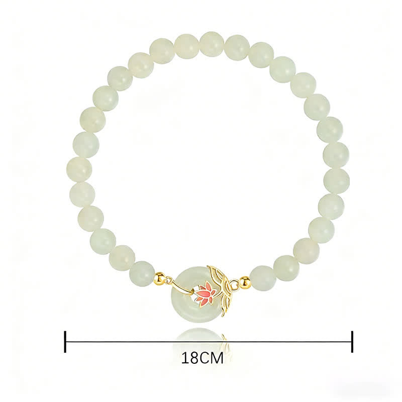 Buddha Stones Bracelet en argent sterling 925 Hetian avec boucle de boucle en jade blanc et symbole de lotus et perles d'harmonie - image 4