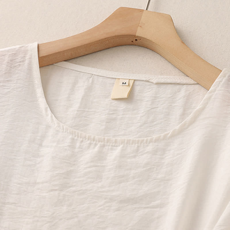 Buddha Stones T-shirt à manches courtes bouffantes pour femme, couleur unie, motif grenouille - image 8