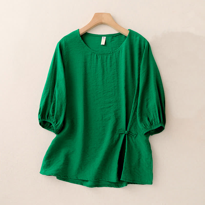 Buddha Stones T-shirt à manches courtes bouffantes pour femme, couleur unie, motif grenouille - Vert - US8-10，UK/AU12-14，EU40-42 (2XL) - image 0