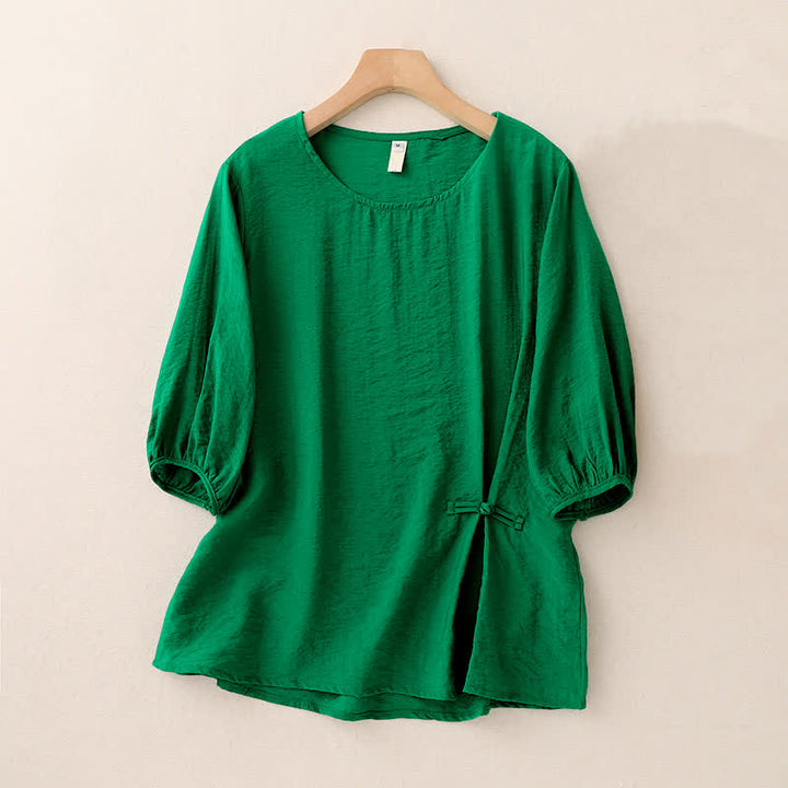 Buddha Stones T-shirt à manches courtes bouffantes pour femme, couleur unie, motif grenouille - Vert - US8-10，UK/AU12-14，EU40-42 (2XL) - image 0