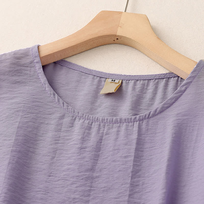 Buddha Stones T-shirt à manches courtes bouffantes pour femme, couleur unie, motif grenouille - image 15