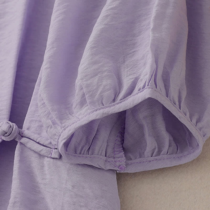 Buddha Stones T-shirt à manches courtes bouffantes pour femme, couleur unie, motif grenouille - image 17