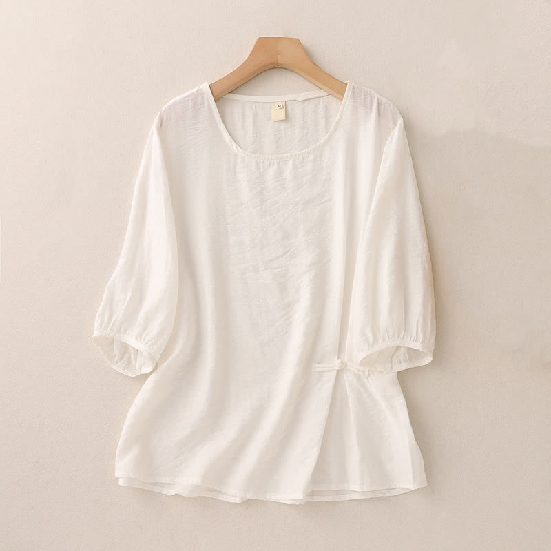 Buddha Stones T-shirt à manches courtes bouffantes pour femme, couleur unie, motif grenouille - Blanc - US8-10，UK/AU12-14，EU40-42 (2XL) - image 6