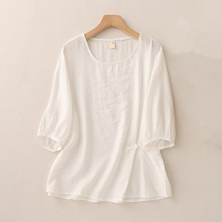 Buddha Stones T-shirt à manches courtes bouffantes pour femme, couleur unie, motif grenouille - Blanc - US8-10，UK/AU12-14，EU40-42 (2XL) - image 6