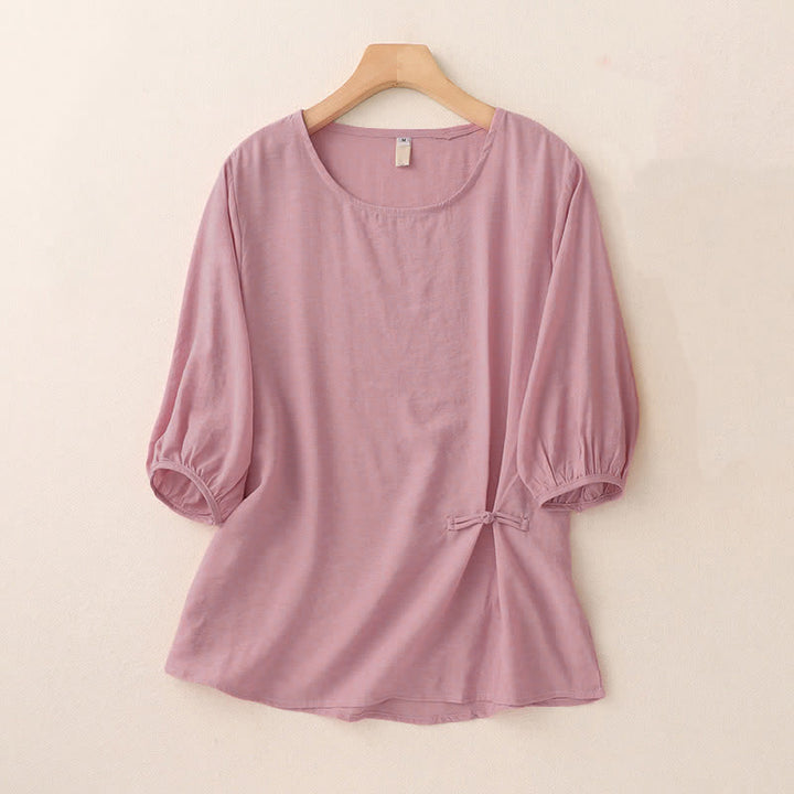 Buddha Stones T-shirt à manches courtes bouffantes pour femme, couleur unie, motif grenouille - LightCoral - US8-10，UK/AU12-14，EU40-42 (2XL) - image 1