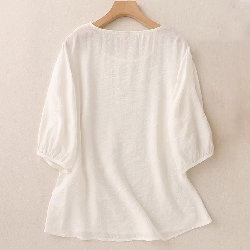 Buddha Stones T-shirt à manches courtes bouffantes pour femme, couleur unie, motif grenouille - image 7