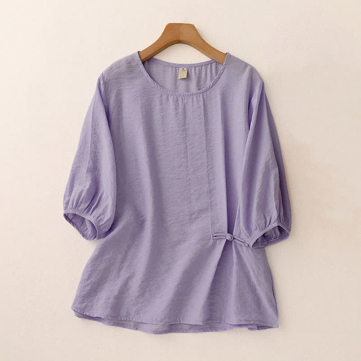 Buddha Stones T-shirt à manches courtes bouffantes pour femme, couleur unie, motif grenouille - Violet moyen - US8-10，UK/AU12-14，EU40-42 (2XL) - image 14