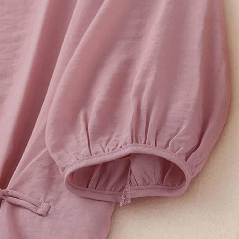 Buddha Stones T-shirt à manches courtes bouffantes pour femme, couleur unie, motif grenouille - image 4