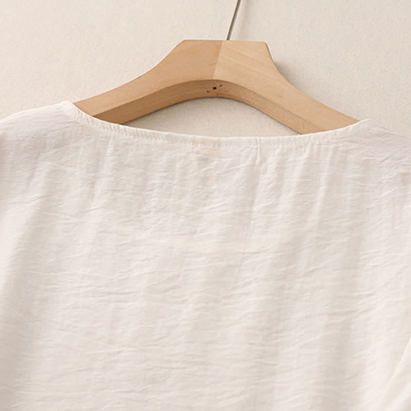 Buddha Stones T-shirt à manches courtes bouffantes pour femme, couleur unie, motif grenouille - image 9