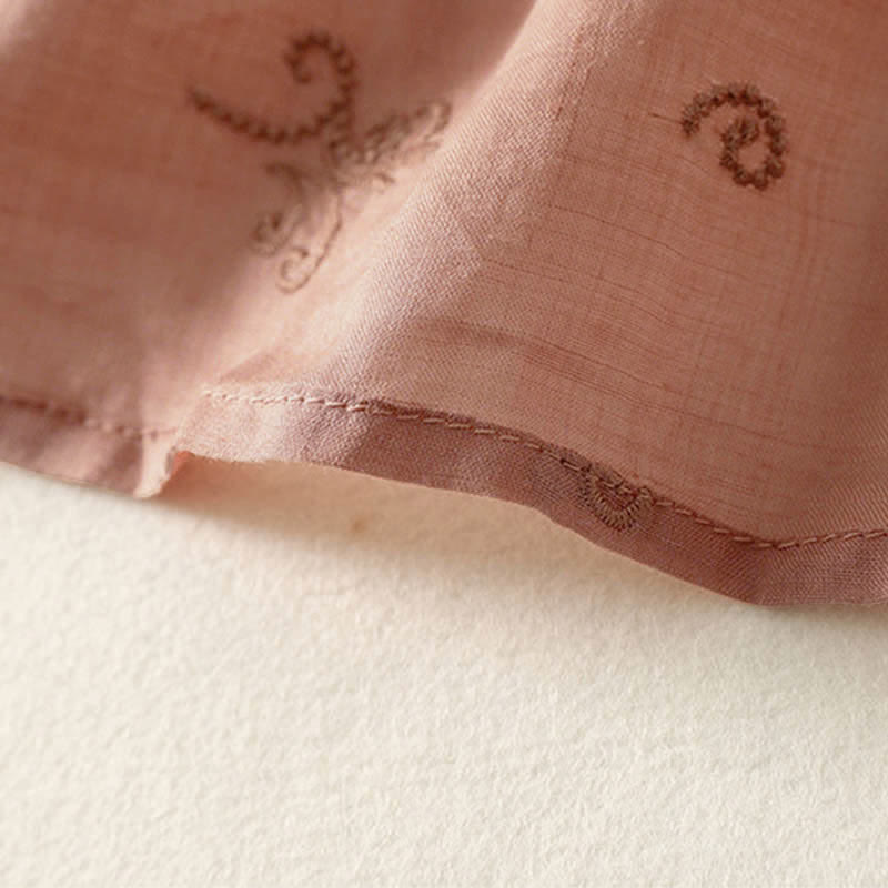 Buddha Stones Chemise à manches courtes boutonnée à motif floral brodé rétro pour femme - image 11