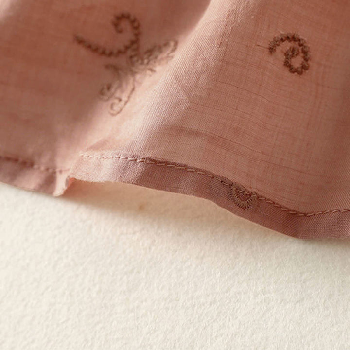 Buddha Stones Chemise à manches courtes boutonnée à motif floral brodé rétro pour femme - image 11