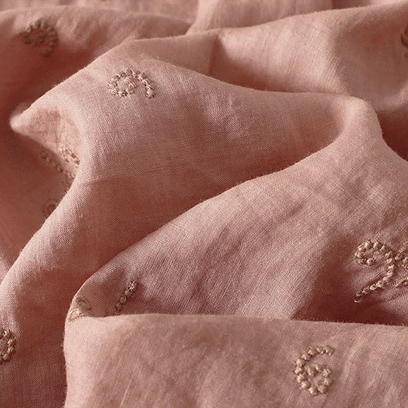 Buddha Stones Chemise à manches courtes boutonnée à motif floral brodé rétro pour femme - image 10