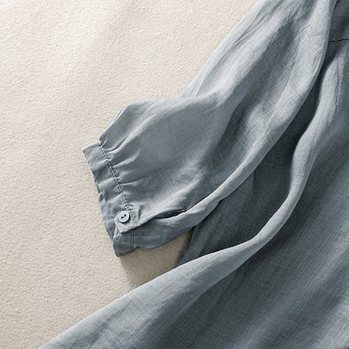 Buddha Stones Chemise femme à manches courtes et col rond, motif floral brodé rétro - image 12