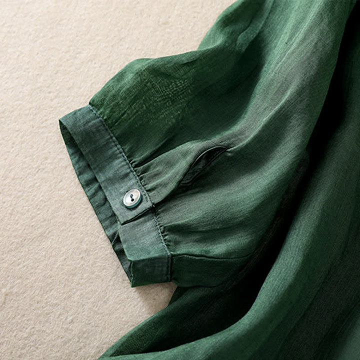 Buddha Stones Chemise femme à manches courtes et col rond, motif floral brodé rétro - image 4