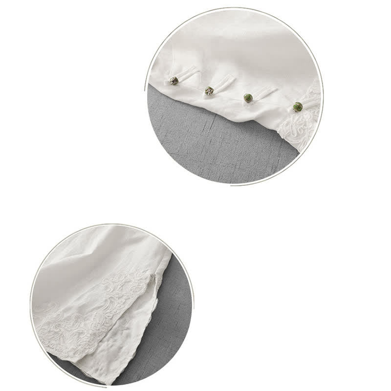 Buddha Stones Gilet sans manches en coton pour femme, à col montant, orné de dentelle et de boutons de grenouille d'inspiration chinoise - image 19