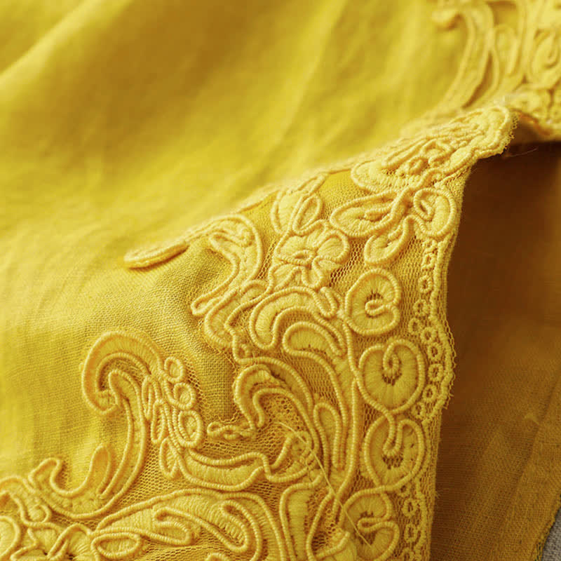 Buddha Stones Gilet sans manches en coton pour femme, à col montant, orné de dentelle et de boutons de grenouille d'inspiration chinoise - image 6