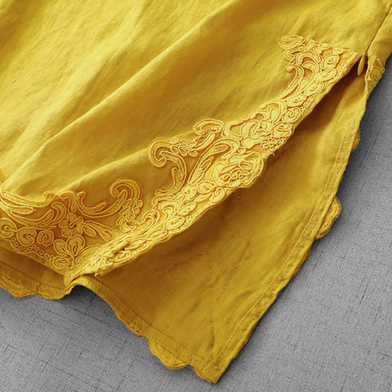 Buddha Stones Gilet sans manches en coton pour femme, à col montant, orné de dentelle et de boutons de grenouille d'inspiration chinoise - image 4