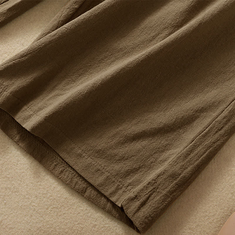 Buddha Stones Pantalon Capri taille haute court à jambes larges en coton pour femme avec poches - image 6