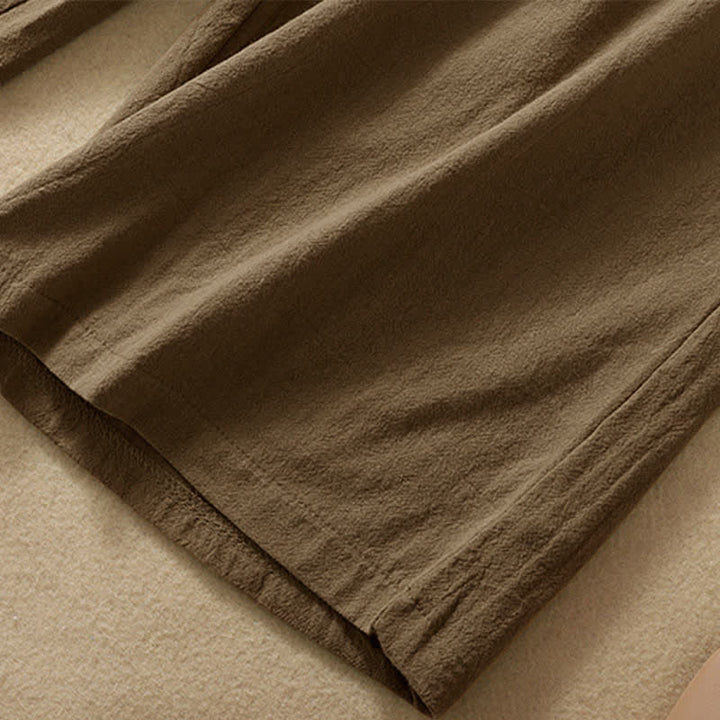 Buddha Stones Pantalon Capri taille haute court à jambes larges en coton pour femme avec poches - image 6